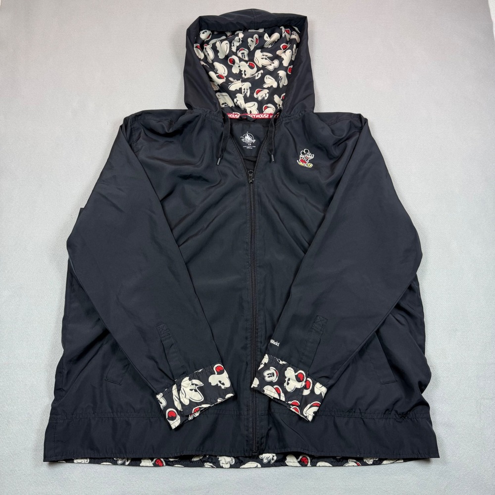 Disney Parks Mickey Mouse Black Windbreaker Hooded Jacket Women 1X